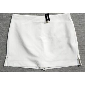 Express Editor Skort Womens 14 White Side Zip Mini Skirt Shorts Stretch